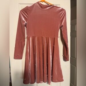 Pink Velvet Long Sleeve Dress